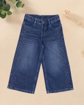 Girls Mid Rise Wide Jeans-image-16