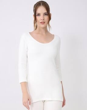 Women Heathered Scoop-Neck Thermal Top-image-32