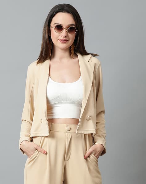 Women Solid Single Breasted Formal Blazer