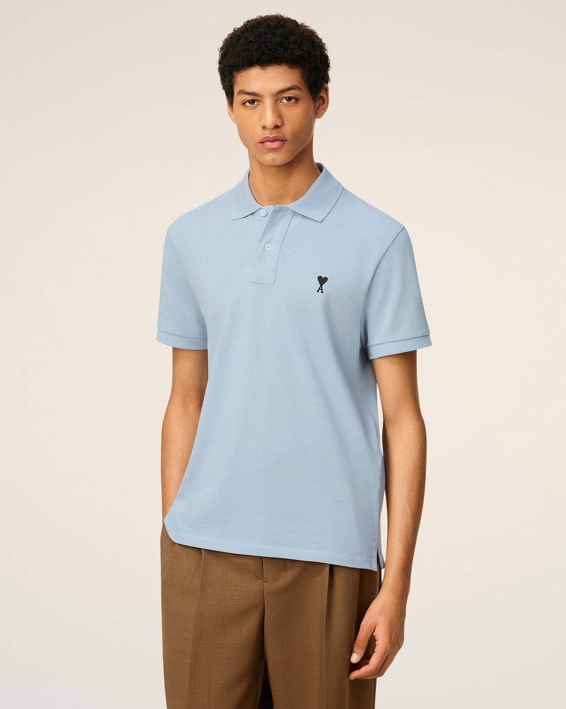 Buy Ami Paris Men Logo Embroidered Regular Fit Polo T-Shirt