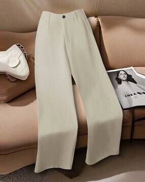 Women Relaxed Fit Flat-Front Pants