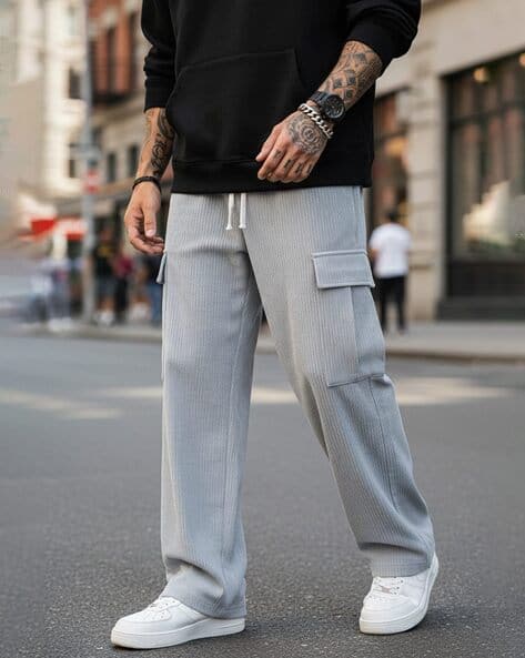 Buda Jeans Co Men Ribbed Relaxed Fit Cargo Pants