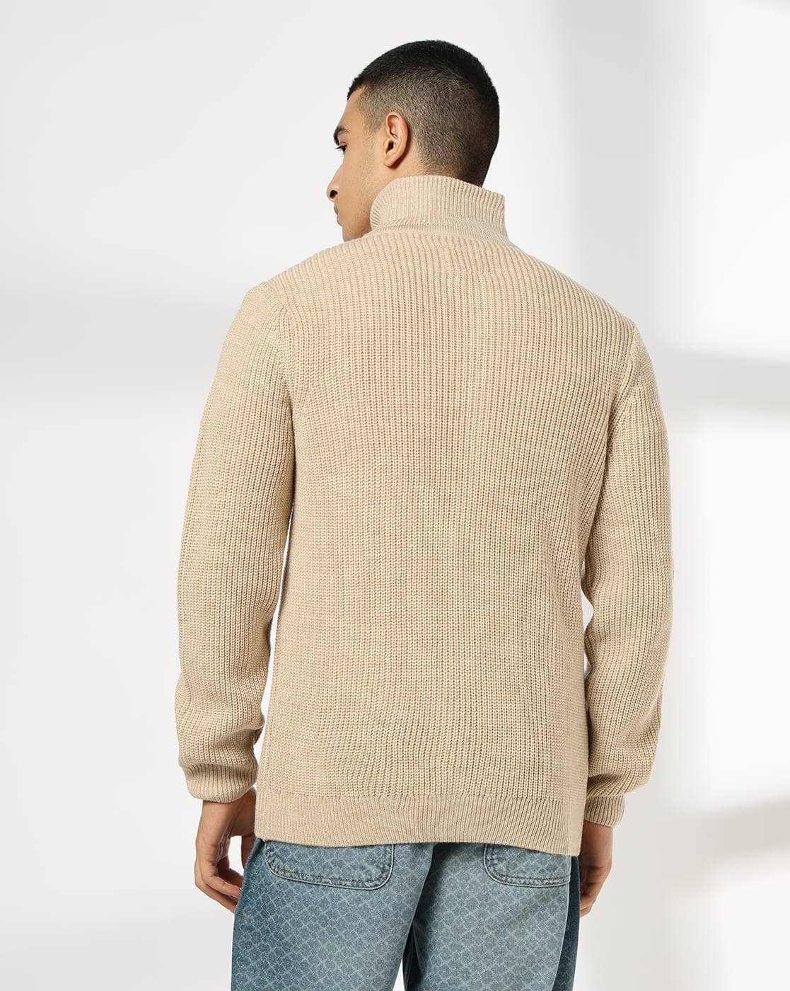 Buy DNMX Men Ribbed Regular Fit Zip-Fr Online | Ajio.com