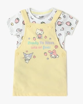 Hello Kitty Dungaree Dress & T-Shirt Co-Ord Set