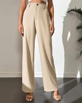 leia Women Relaxed Fit Flat-Front Trousers-picture-42