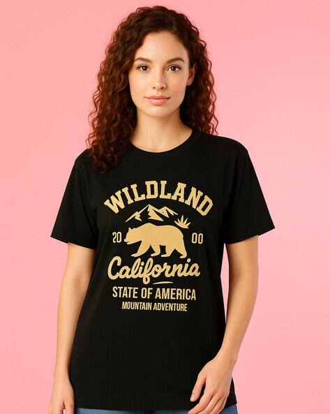 BLACK DUST Women Printed Regular Fit Crew-Neck T-Shirt