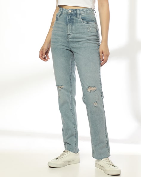 DNMX Women High Rise Full Length Straight Jeans