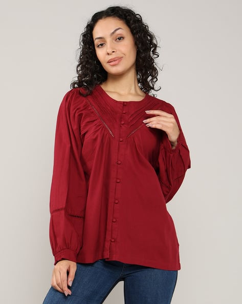 Lee Cooper Women Loose Fit Top with Cuffed Sleeves