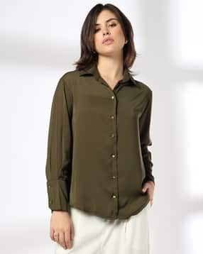 Women Slim Fit Satin Shirt