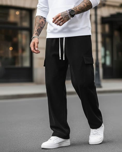 Buda Jeans Co Men Ribbed Relaxed Fit Cargo Pants