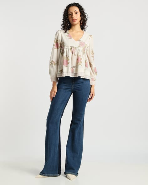 Svrnaa by AZORTE Floral Print Relaxed Fit Top