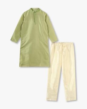 Boys Floral Woven Kurta & Pyjamas Set