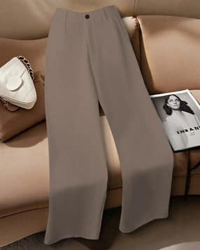 Women Relaxed Fit Flat-Front Pants