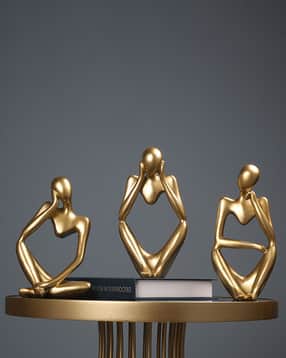 Pack of 3 Men Statue Modern Art Abstract Sitting Sculpture Showpiece-image-37