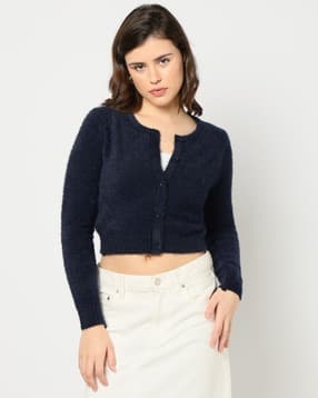yousta Full sleeve knit cardigan, navy, s-picture-52