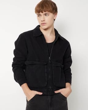 ジャケット・アウター no mass prod 008GLM WAXED DENIM JACKET L Buy MAX Men Washed Denim Jacket Online | Ajio.com