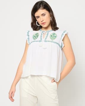 yousta Women Embroidered Regular Fit Top-picture-11