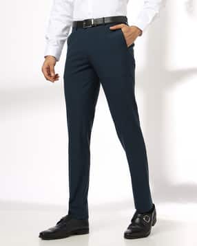 john players Men Slim Fit Low-Rise Flat-Front Trousers-picture-25