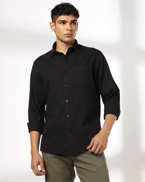 JOHN PLAYERS Men Structured Slim Fit Shirt with Patch Pocket