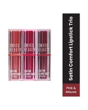 Pack of 3 Satin Comfort Lipstick Trio 3-In-1 - Pink & Mauve