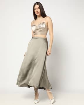 gap Women A-line Flared Satin Skirt-picture-13