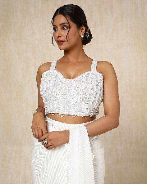 Buy Off White Sarees for Women by SOCH Online