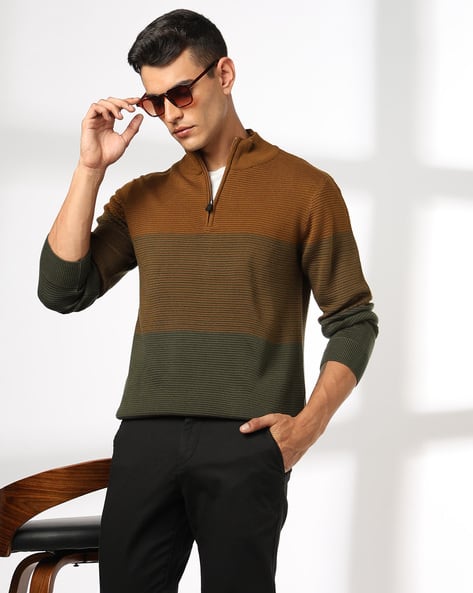 JOHN PLAYERS Men Colourblock Slim Fit Pullover