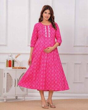 meeranshi Women Maternity Floral Print Fit & Flare Dress-picture-6