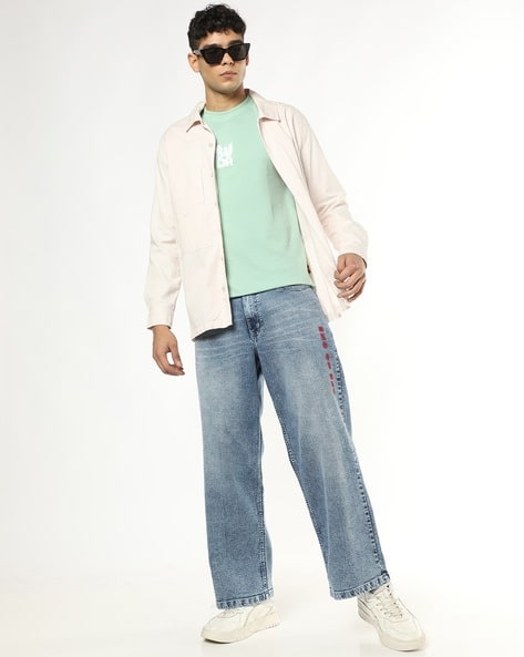 Buda Jeans Co Men Mid-Wash Wide-Leg Jeans