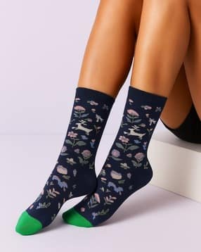 Women Printed Calf Length Socks-image-4