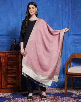 handicraft-palace Women Woven Stole with Frindged Hems-picture-13