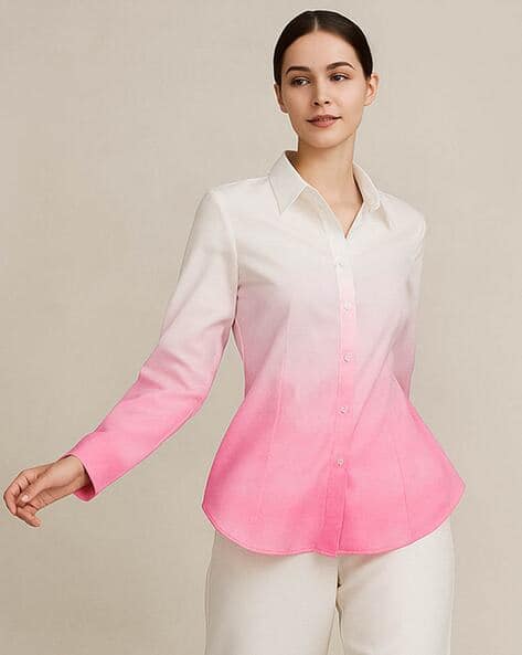 Fyre Rose Women Ombre-Dyed Regular Fit Shirt with Spread Collar