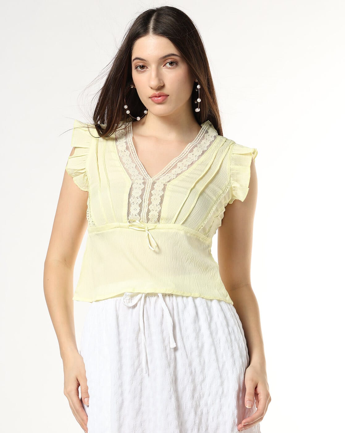 Buy Fyre Rose Women Lace Tie-Front Babydoll Top Online | Ajio.com
