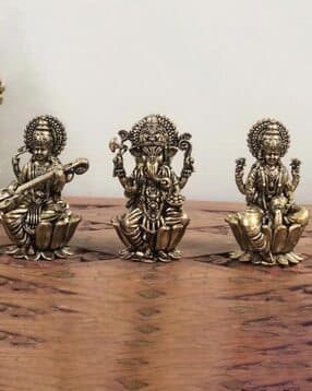 Pure Brass Ganesh Laxmi Saraswati Idols -image-44