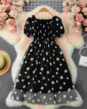 Girls Floral Print Fit & Flare Dress-image-41