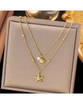 women gold plated anti tarnish stainless steel necklace