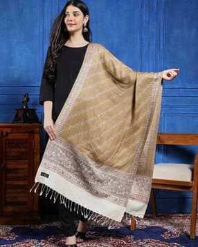 handicraft-palace Women Floral Print Stole with Tassels-picture-11
