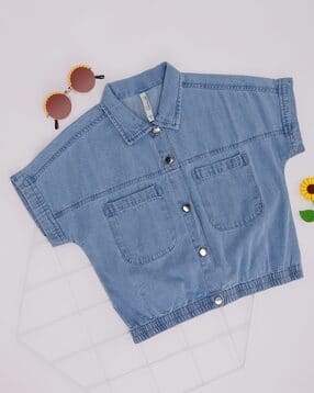 pantaloons junior Girls Button-Front Regular Fit Top-picture-12