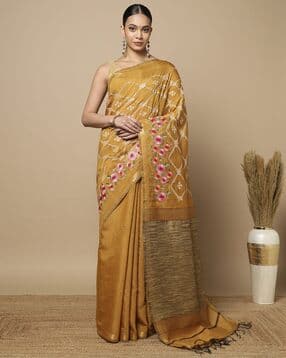 indie picks Handloom Bhagalpuri Kota Tussar Silk Embroidery Saree-picture-26
