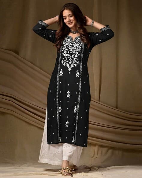 Nyrika Women Embroidered Straight Kurta
