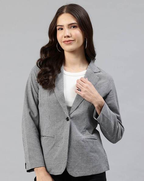 Women Checked Single-Breasted Blazer