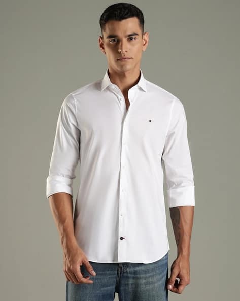 tommy hilfiger slim fit dress shirt white 1990S GIANNI VERSACE Cream Silk Satin Sharply Fitted Dress With Stretch Wool At The Bust main image 1