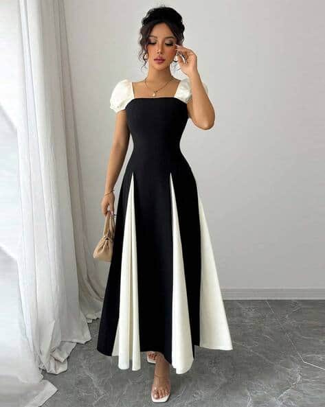 Buy Outzidr Global Women Colourblock Fit & Flare Dress Online | Ajio.com