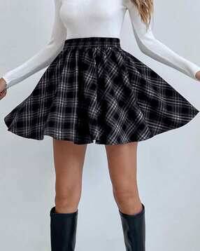 outzidr global Women Checked Flared Skirt-picture-51
