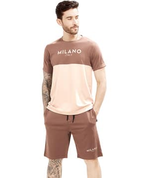 weet Men Colourblock Lounge T-Shirt & Shorts Set-picture-52
