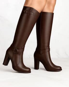 Women Knee-Length Boots with Faux leather upper-image-4