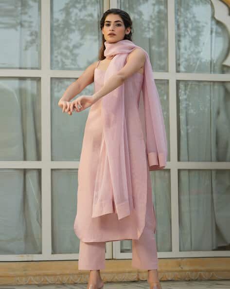AAGHNYA FASHION Women Round-Neck Straight Kurta Suit Set