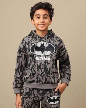 kidsville Boys Batman Printed Oversized Reversible Sequin Hoodie-picture-10