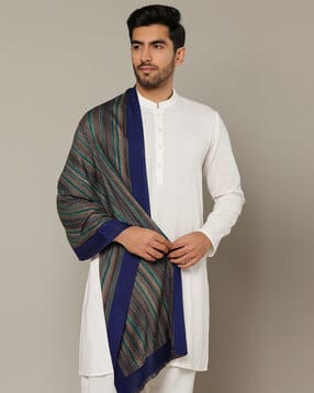 Men Striped Stole with Fringes-image-27