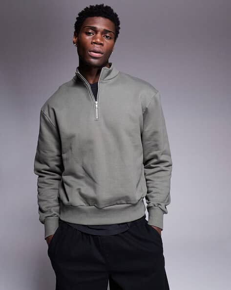 ASOS DESIGN Oversized Quarter-Zip High-Neck Sweatshirt